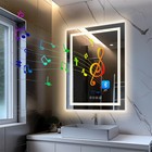 Dual Led Lighted Bathroom Mirror W Bluetooth Speaker Smart Anti-fog Vanity Mirro