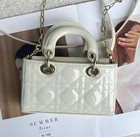 Ladies Di or Lady Mini Horizontal Three-panel Duchess White Leather Handbag