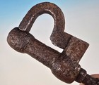 Antique 19th Century Hand Forged Screw Key P Lock Barrel Padlock Cast Iron Works