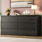 Wide 6 Drawer Dresser Black  Wood Chest Modern Dresser For Bedroom Living Room