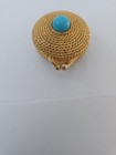 Vtg 1960sestee Lauder    youth Dew    Solid Perfume Compact Gold Tone Faux Turquoise
