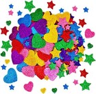 260 Pieces Colorful Glitter Foam Stickers Self Adhesive Stars Mini Heart Shap   