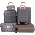 6 Piece Abs Hard Shell Travel Suitcase Luggage Set With Tsa Lock