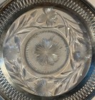 Antique Sterling Silver Rim Cut Crystal Plate 5 75   
