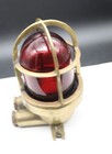 Antique Nautical Brass Wiska 1131 Brass Ship Light Red Glass   Read Write Up