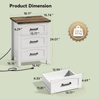 Farmhouse Nightstand Set Of 2 With Charging Station  18   Wide Rustic End Table 