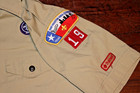 Boy Scouts Of America Bsa Men s Shirt Tan Medium    No Size Tag Sewn Patches