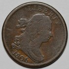 1806 Draped Bust Half Cent - Small 6 stemless - Scratches - Us 1 2c Copper Coin