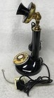 Vintage Candlestick Black   Gold Colored Rotary Dial Desk Table Top Telephone