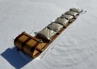Vtg Paris 8  Foot Wood Toboggan W  Seat Cushion Pad - Winter Snow Wooden Sled