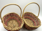 2 Vintage Wicker Small Pink And Green Cottage Baskets Easter 4  X 2  W handle
