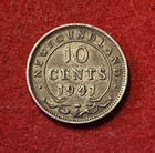 Newfoundland 10 Cents 1941 C Silver Coin Km 20 T6758