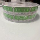 Raffle Tickets Roll Of 1000 Double Stub 50 50 Split Fund Raiser Green