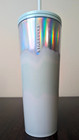 Starbucks Tumbler Cup Ice Wave Insulated Cold Drink  Venti 24oz Mint White 2021