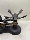 Vintage Victor England Cast Iron Balance Scale Brass Bowl Complete Weight Set