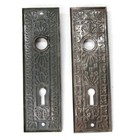 Pair Antique Vintage Victorian Eastlake Ornate Backplates Door Plates Reclaimed