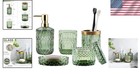 Bathroom Accessories Set Green Glass 5pcs Soap Dispenser Toothbrush Holder