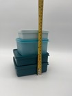 Tupperware Square Containers Set Of 4     Teal   Light Blue     New