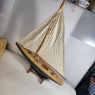 Wooden Yacht Model Sailboat Vintage Sailing 25  Mast Length 