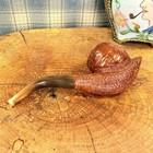 Unsmoked Vintage Xl Carved Forked Reptile Tongue Hold Bowl Horn Stem Estate Pipe