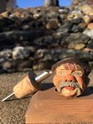 Vintage Anri Hand Carved Painted Wood Wine Cork Bottle Stopper Pourer Man Ex 