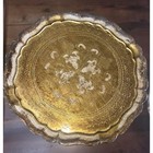 Vintage Italian Florentine Gold Gilt Wood Scalloped Round Tray