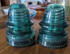 3 Hemingray Blue Glass Insulators  Two Hemingray 19 s And One Hemingray 20