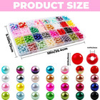 1000pcs Pearl Beads For Jewelry Making - 32 Colorful 8mm Round Pearl Beads For B