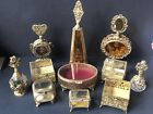 Rare  Vintage Gold  cherub Perfume Bottle  amber Glass Vanity Hollywood Antique