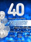 Personalised Blue Glitter Birthday Party Digital Invitation