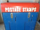 Vintage Stamp Vending Machine Post Office Stamp Dispenser Antique Red White Blue