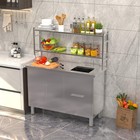 Stainless Steel Prep Table With Trash Bin Cabinet  48 x20  Kitchen Worktable