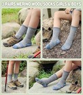  Kids Merino Wool Hiking Socks Boys Girls 4-7 Years 3 Pairs Hiking Socks Blue