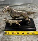 Vintage Metal Sculpture Irish Setter Mother Dog And Pup