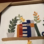 New Bp Home Woven Embroidered Textile Wall Art Books Plants  12    X 15   