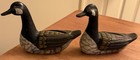 Pair Of Vintage Hand Carved   Hand Painted Wood Canada Goose Decoys Figurines