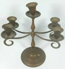 Antique Vintage Brass 4 Arm Candelabra 5 Candle Holder Patina Rustic Metal  10 