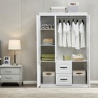 Wood Wardrobe Armoire Cabinet 3 Door   White Tall Wardrobe Closet With Drawers