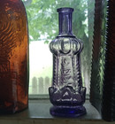 1870s Pretty Amethyst Fancy Cologne Perfume Bottle Emb Flower In Sunken Panel