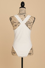 Shein White Sleeveless V-neck Crossback Snap Bodysuit Sizes Large   Xs Nwot