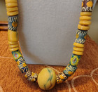 African Trade Beads Strand Multi Color Glass Tube Rare Necklace 26 