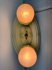 Vintage Art Deco Metal Flush Painted Floral Two Light Bulb Ceiling Fixture Works