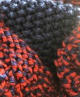 Handmade Crochet Blanket Afghan Throw Red Tweed And Solid Navy Blue