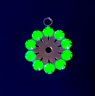 Jeweled Uranium Glass Charm 20mm Green Vintage 1970s