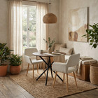 Fontana 3 Piece Brown Dining Table Set With 2 Mayfair Upholstered Chairs