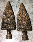 Gorgeous Large Pair Of Antique Ornate Filigree Brass Gold Lamp Finials 4 5 8 