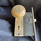 Antique Victorian Era Brass Door Knobs  And Morice Lock Set    