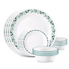Corelle Premium Vitrelle Glass Blossom Green Ii 16-piece Dinnerware Set 1152750