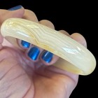 Nephrite Jade Natural Solid Stone Bangle Bracelet Translucent Cream Toffee Swirl