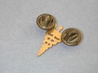 Lg Vintage Gold Tone Cadueces Pin Double Clutch Back From Wwii Flight Surgeon Es